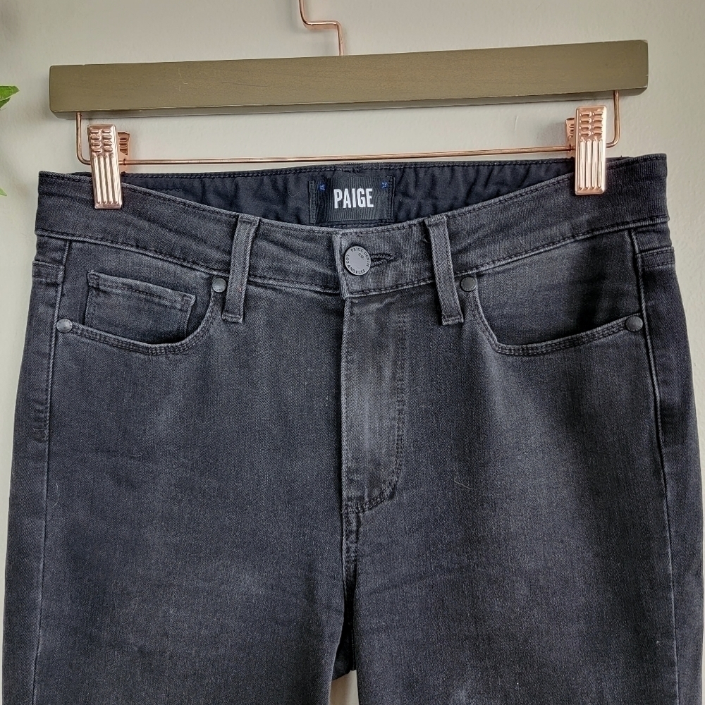 Paige 27 Hoxton Ultra Skinny Faded Black Fog Mid Rise Stretch Jegging Jeans - Picture 5 of 16
